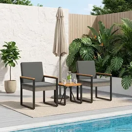 vidaXL Gartenmöbel Set 3-tlg. Grau/Dunkelgrau