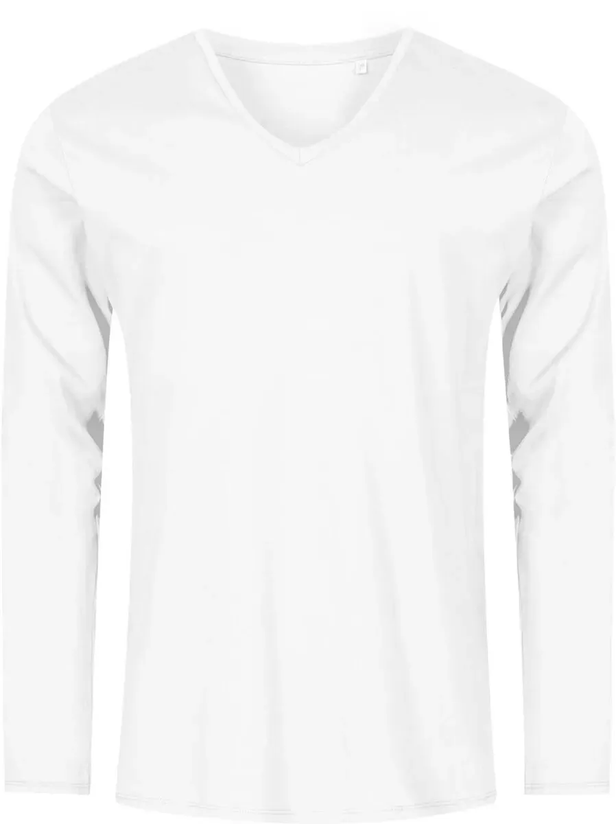 Promodoro Herren X.O V-Ausschnitt T-Shirt langarm 1460 white M