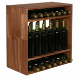 Proregal Modulares Weinregal VINCELLAR MOD HxBxT 60x60x30cm | Standflaschen Modul für 32 Flaschen Massives Kiefernholz Braun geölt
