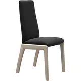 Polsterstuhl STRESSLESS "Laurel", schwarz (schwarz paloma, eiche gekalkt), B:57cm H:92cm T:59cm, Leder PALOMA: PALOMA ist ein durchgefärbtes Semianilin-Möbelleder mit natürlicher Narbung., Stühle, Polsterstuhl, Low Back, Größe L, mit abgerundeten Beinen in Eiche gekalkt