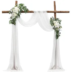 VEVOR Hochzeit Bogen Blumen Set Traubogen Deko mit 2x Blumen 1x Vorhänge Weiß