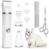 Bautrium Leise Schermaschine Katze Set,Profi Haarschneidemaschine für Katzen Hunde Verfilztes Fell Pfotenhaare mit Pflegeschere & Kamm,USB-C-Aufladung