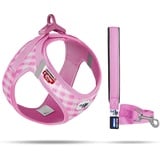 Curli Vest Harness curli Clasp Air-Mesh Pink-Caro 3XS & Leash M