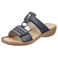 Rieker Pantolette, Keilabsatz, Sommerschuh, Schlappen mit praktischem Klettverschluss Rieker dunkelblau