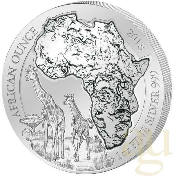 1 Unze Silbermünze Ruanda Giraffe 2018