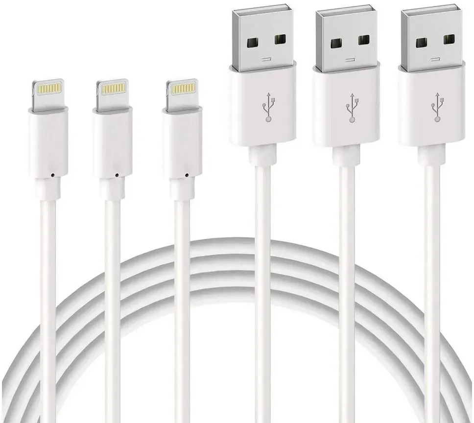 Quntis iPhone Lichtning Kabel Schnellladeabel Smartphone-Kabel, USB A auf Lightning, (200 cm), 3PACK weiß