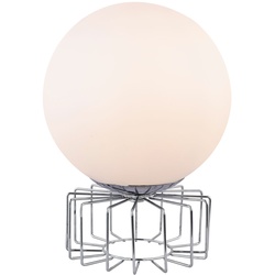 Tischleuchte Tischlampe Glas Chrom Opal 15 cm Wohnzimmer Schlafzimmer Esszimmer