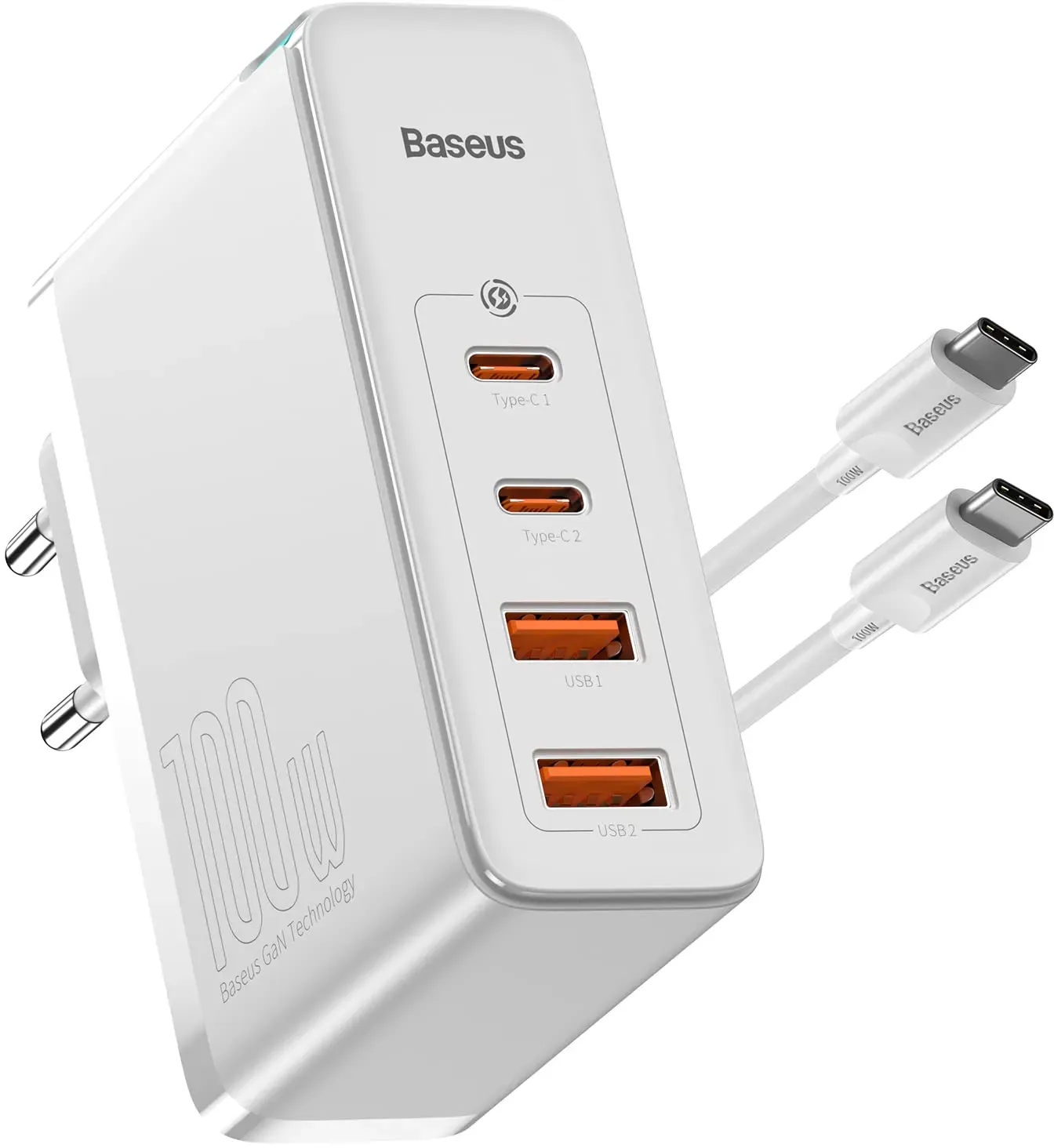 Baseus USB C Schnellladegerät 100 W 4 Ports, Stromversorgung mit GaN Tech, 2C + 2A, Schnellladegerät, Universal für iPhone 12 Pro Max / 12 Mini / 13 / Galaxy/Mac/Laptops/iPad