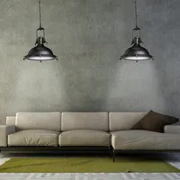 Relaxdays Industrie Hängelampe aus Eisen, geschlossene Pendelleuchte mit Milchglas,