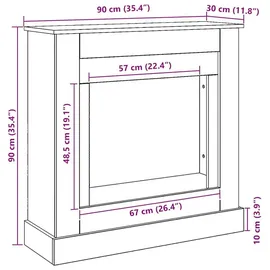vidaXL Kaminumrandung Artisan-Eiche 90 x 30 x 90 cm Braun