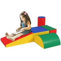 Homcom Bausteinset Kunstleder Schaumstoff Bunt 40,6L x 40,6B x 20,3H cm