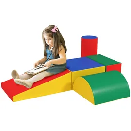 Homcom Bausteinset Kunstleder Schaumstoff Bunt 40,6L x 40,6B x 20,3H cm