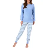 RELAX by Normann Normann Frottee Pyjama gestreift Blau 44/46