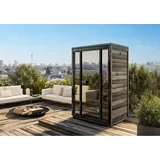 FinnTherm Gartensauna Kuuma S black mit Spiegelglas Gartensauna 1 Sitzbänke aus Holz in Schwarz, Sauna mit 42 mm Wandstärke, Außensauna mit
