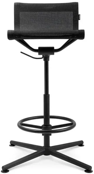 Barstuhl D1 Highstool Wagner Fußkreuz und Fußring Aluminium schwarz matt grau, Designer Stefan Diez, 83-109x77x77 cm