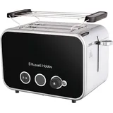 Russell Hobbs Toaster [für 2 Scheiben] Schwarz (extra breite Toastschlitze, inkl.Brötchenaufsatz, 6 Bräunungsstufen + Auftau-&Aufwärmfunktion, Lift&Look-Funktion, 1600W)26430-56