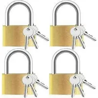 Luxuskollektion 4er Set Vorhängeschloss 30mm mit Schlüssel, Messing, für