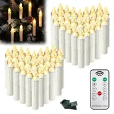 HENGMEI LED Kerzen, 50pcs Flameless Kerzen mit Timerfunktion, Flackernde Weihnachtskerzen mit Fernbedienung für Hochzeit, Weihnachtsdeko, Geburtstag Party, Warm Weiß