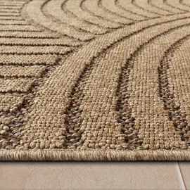 Paco Home Hochwertiger Outdoor Teppich Wetterfest & Pflegeleicht Jute-Sisal-Optik mit Fransen & Hoch-Tief-Effekt Langlebig für Terrasse, Balkon, Garten & Küche, Grösse:120x160 cm, Farbe:Beige 3