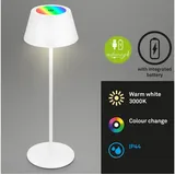 Brilo Led Akku-Tischleuchte Tischlampe höhenverstellbar IP44 weiß rgb innen außen
