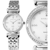 Damenuhr Armbanduhr Silber Silver Kristallbesatz Bling Luxus Excellanc 180/040