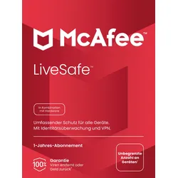 McAfee LiveSafe 1-Jahr Virenschutz VPN Kinder Dark Web