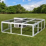 MyAnimal Hasenstall MH-08 - 3 aufklappbare Türen - XXL Hasenkäfig zweistöckig (Grau/Weiß) - Grau/Weiß