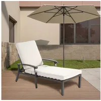 OKWISH Gartensofa Verstellbarer Patio-Liegestuhl Aluminium Baumwollkissen, Loungebett 1 Teile, verstellbare, Aluminiumpool-Chaise Lounge Möbel beige