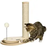 PawHut Kratzstamm für Katzen, 40 cm, Kletterbaum mit Kugel Natur