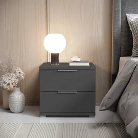 Stella Trading SMILLA Nachttisch in Graphit Kunststoff, 2 Schubladen und viel Stauraum - 46 x 43 x 42 cm Schlafzimmer, Nachttische