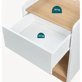 [en.casa] Nachtschrank Kuorshare 55 x 42 x 37 cm Weiß/Eicheoptik