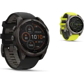 Garmin fenix 8 Solar 47 mm Graphit/Titan Carbongrau Silikon-Armband 22 mm
