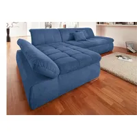 DOMO collection Ecksofa »NMoric XXL, B/T/H: 300/172/80cm, L-Form«, wahlweise mit Bettfunktion und Armlehnverstellung, blau