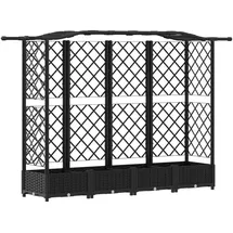 vidaXL Hochbeet mit Rankgitter und Dach 203,5 x 40 x 125 cm Schwarz