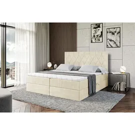 altdecor Boxspringbett mit Matratze Topper, Polsterbett mit Bettkasten Velanto-bz | Beige Monolith | 140x200