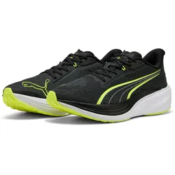 Laufschuh PUMA "DARTER PRO", Gr. 44, puma schwarz, gelb alert, puma weiß, Textil, sportlich, Schuhe
