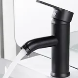 Schwarzer Waschtisch-einhebelmischer Mit Warm- Und Kaltwasser-mischventil, Rostfreier Edelstahl, Kaltwasser-einhebelmischer Für Badezimmer (schwarz)