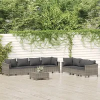 Ankonbej 8-tlg. Garten-Lounge-Set mit Kissen Grau Poly Rattan