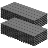 Woltu WPC Terrassenfliesen Terrassendielen Holz-Optik 30x60cm, Fliese Bodenfliese Klickfliese Bodenbelag Hellgrau (12
