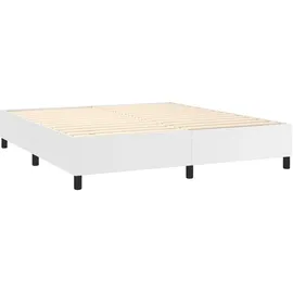 vidaXL Boxspringbett mit Matratze & LED Weiß 160x200 cm Kunstleder