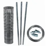 Aquagart 100m Wildzaun Forstzaun Weidezaun Knotengeflecht 80/6/15 Schwer+ Pfosten + Spann...