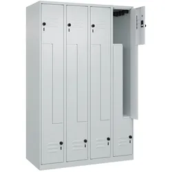 C+P Z-Spind Classic PLUS bodenstehend, 8 Abteile, HxBxT 185x120x50cm, Sicherheitsdrehriegel, Hellgrau/Hellgrau von PROREGAL