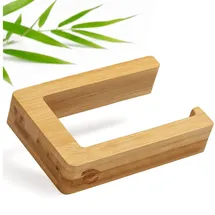 ECENCE Toilettenpapierhalter Holz Bambus - selbstklebend ohne Bohren,