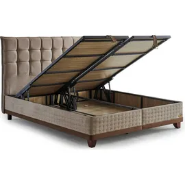 Bambi Pointhome Bambi Boxspringbett Set 140x200 H2 / H3, Baumwolle Master, Matratze mit doppeltem Federsystem, 1xMatratze mit Topper, 2xBettkasten, 1xKop... - Beige