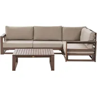 Beliani Lounge Set linksseitig zertifiziertes Akazienholz dunkler Holzfarbton Timor
