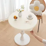 Highdi Elastische Tischdecke Rund Abwaschbar, Spanntischdecke Rund Gartentischdecke Outdoor Round Tischdecke mit Gummizug für Esszimmer, Küche und Picknick (ф60cm,Beige)