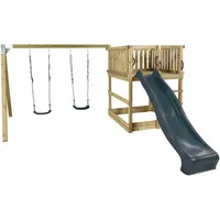 Plus Spielturm PLUS Play inkl. Schaukelanbau, grauschwarz Rutsche und