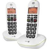 Doro PhoneEasy 100w duo Analoges/DECT-Telefon - Kabelloses Mobilteil - Freisprechei, Telefon, Weiss