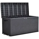 Jelenia Plast Aufbewahrungsbox Gartentruhe Rattan-Design Rollbox Auflagenbox Kissen Aufbewahrung Truh