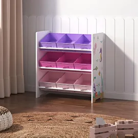 [en.casa] Kinderregal Boiro 60 x 62 x 30 cm Spanplatte lila-rosa